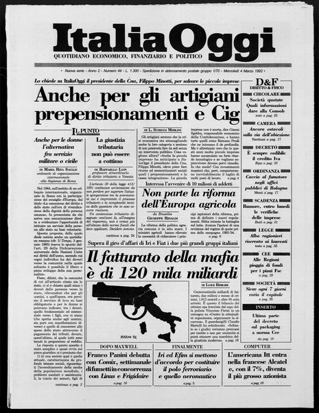 Italia oggi : quotidiano di economia finanza e politica